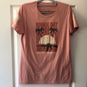 Club Grunt Style women’s Large Pink Graphic T-Shirt with Palm Tree Design